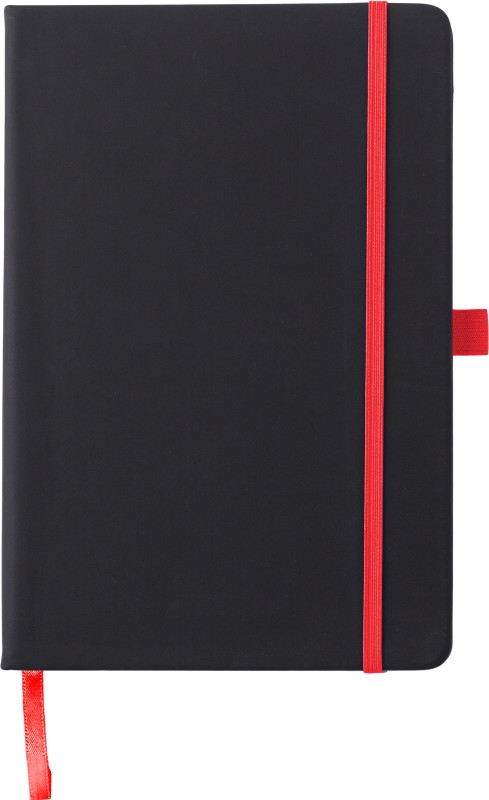 BARTAMUR Zápisník A5, 96 linkovaných stran, černý s červenou gumičkou