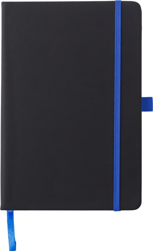 BARTAMUR Zápisník A5, 96 linkovaných stran, černý s kobaltově modrou gumičkou