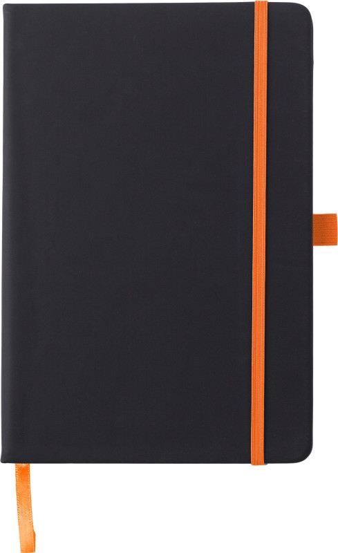 BARTAMUR Zápisník A5, 96 linkovaných stran, černý s oranžovou gumičkou