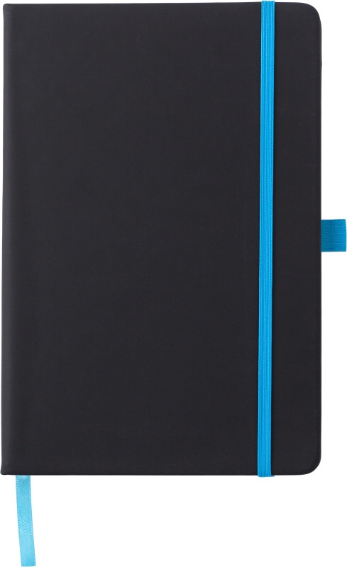 BARTAMUR Zápisník A5, 96 linkovaných stran, černý se světle modrou gumičkou