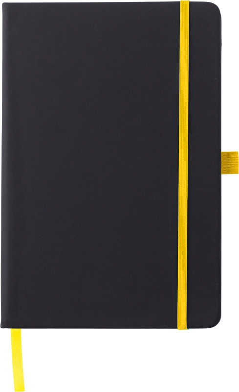 BARTAMUR Zápisník A5, 96 linkovaných stran, černý se žlutou gumičkou