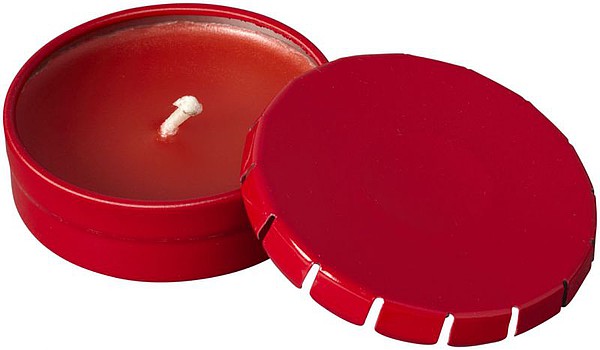 BAVOS Voňavá vanilková svíčka v plechovce s víčkem, červená