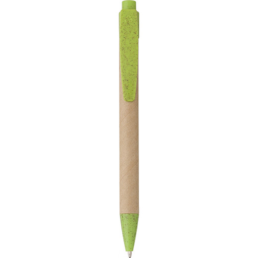 BAZIL Kuličkové pero z lepenky a pšeničné slámy, modrá náplň, zelené