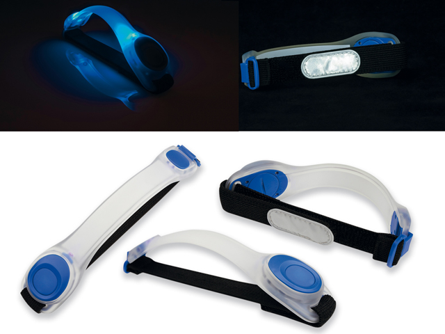 BEHOLD silikonovo-textilní pásek s 2 modrými LED, Modrá