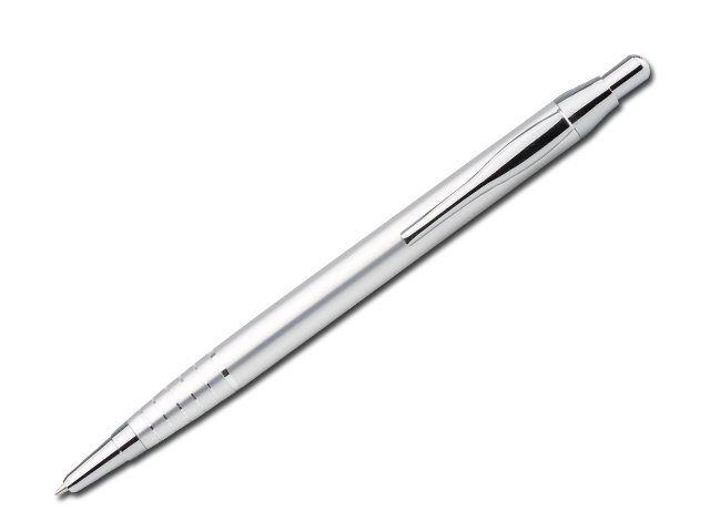 BELA kovové kuličkové pero, modrá náplň, Saténově stříbrná