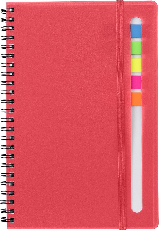 BELVEDER Kroužkový zápisník, 60 linkovaných stran, se značkovacími lístky, červený