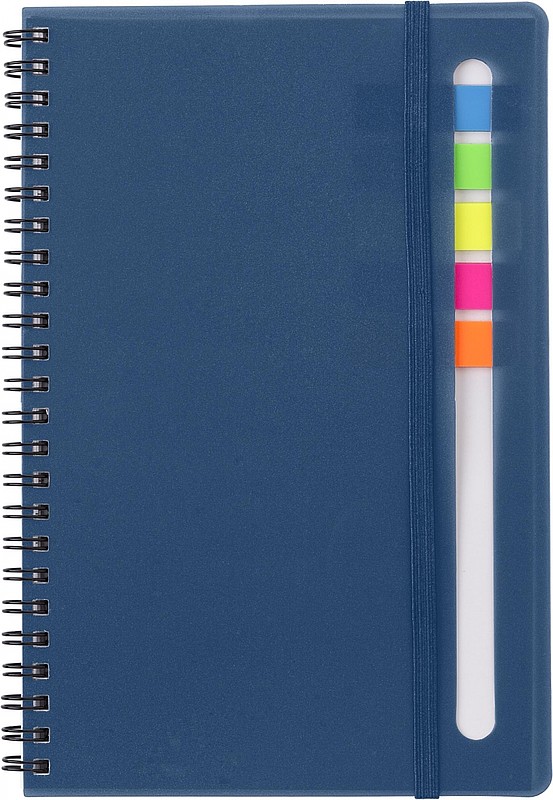 BELVEDER Kroužkový zápisník, 60 linkovaných stran, se značkovacími lístky, modrý