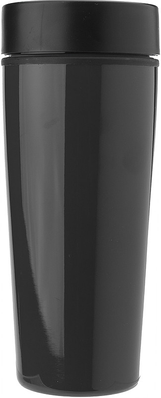 BERGIL Dvoustěnný cestovní hrnek, nerez/plast, 0,45 l, černý