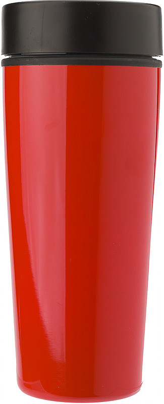 BERGIL Dvoustěnný cestovní hrnek, nerez/plast, 0,45 l, červený