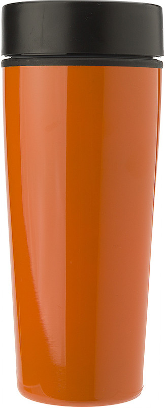 BERGIL Dvoustěnný cestovní hrnek, nerez/plast, 0,45 l, oranžový