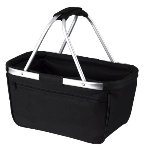 BERNARD Skládací nákupní košík s kapsou na zip, černá