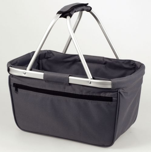 BERNARD Skládací nákupní košík s kapsou na zip, tmavě šedá