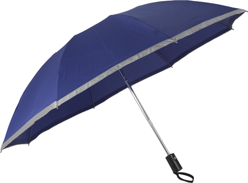 BERTÍK Automatickký OC skládací deštník s reflexním pruhem, modrá
