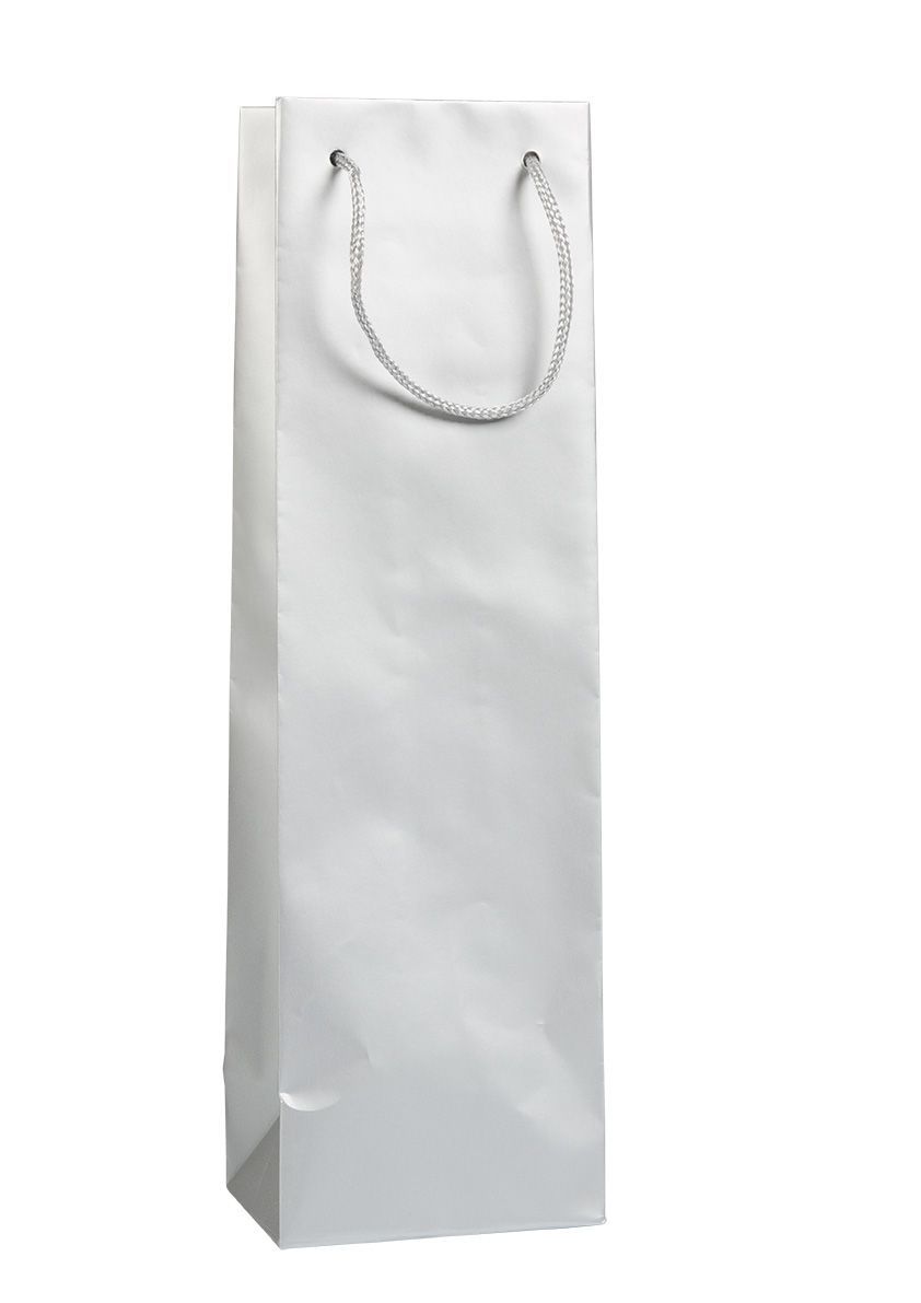 BLINK papírová taška na víno s textilními držadly 12x9x40 cm, stříbrná