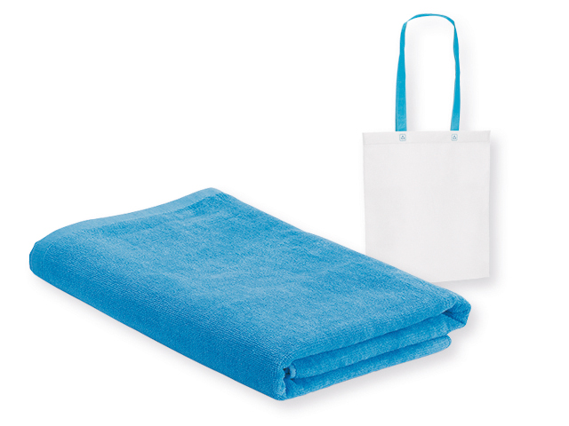BOHOL bavlněná osuška, 320 g/m2 s taškou z netkané textilie, Světle modrá