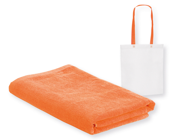 BOHOL bavlněná osuška, 320 g/m2 s taškou z netkané textilie, Oranžová