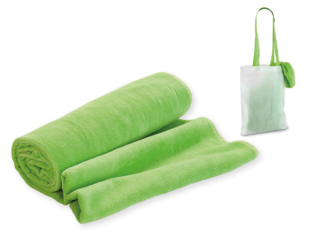 BOHOL bavlněná osuška, 320 g/m2 s taškou z netkané textilie, Světle zelená