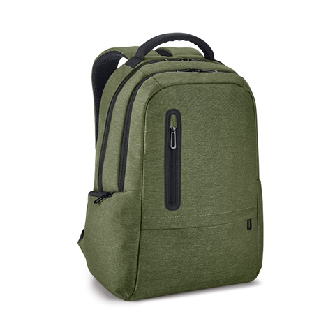 BOSTON. Voděodolný dvoubarevný nylonový batoh na 17'' notebook, tmavě zelená