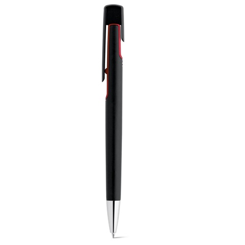 BRIGT. Kuličkové pero s kovovým povrchem, červená