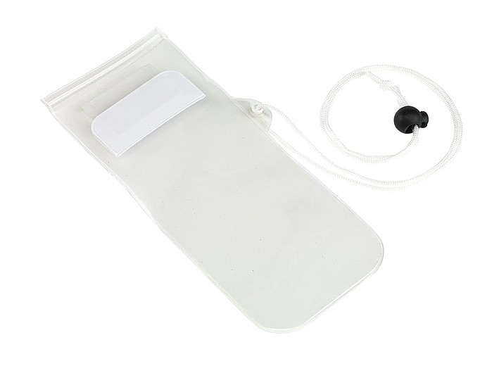 BUMBA Transparentní obal na mobil se šňůrkou na krk, bílý