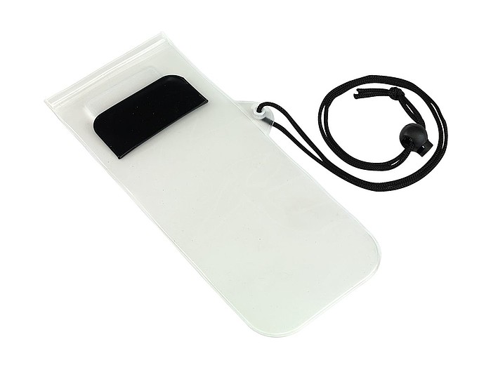 BUMBA Transparentní obal na mobil se šňůrkou na krk, černý