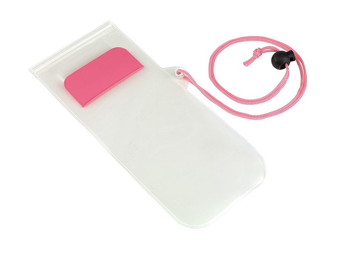 BUMBA Transparentní obal na mobil se šňůrkou na krk, růžový