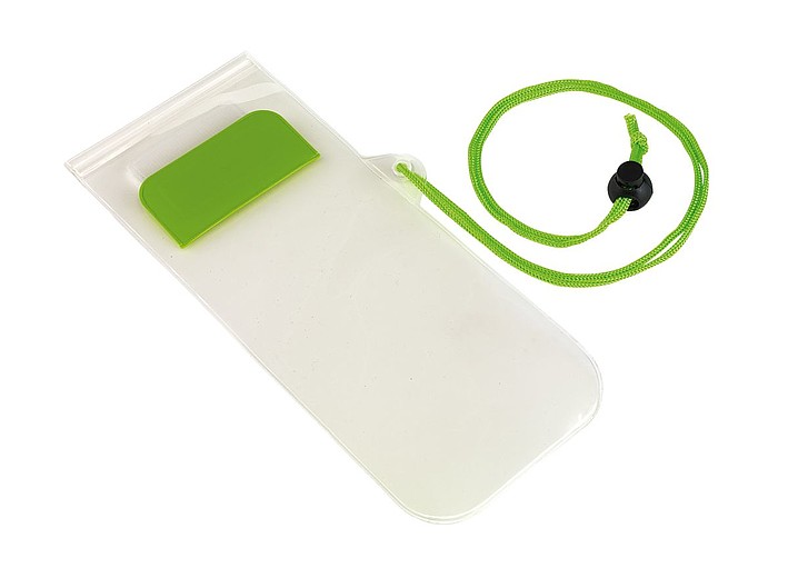 BUMBA Transparentní obal na mobil se šňůrkou na krk, zelený