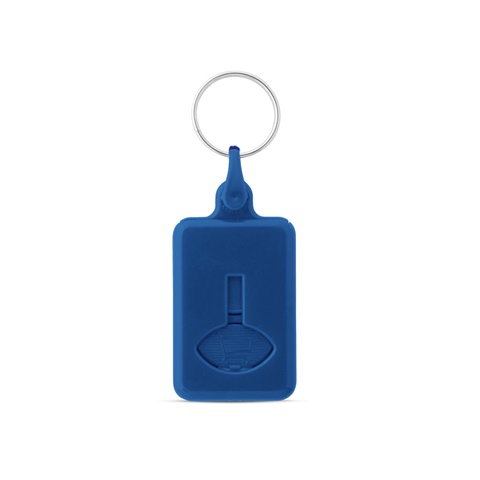 BUS. Klíčenka s žetonem ve tvaru mince do vozík v supermarketu, modrá