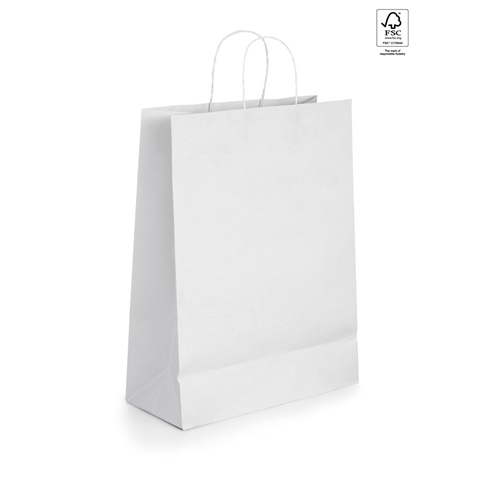 CABAZON. Taška z kraftového papíru (90 g/m²), bílá