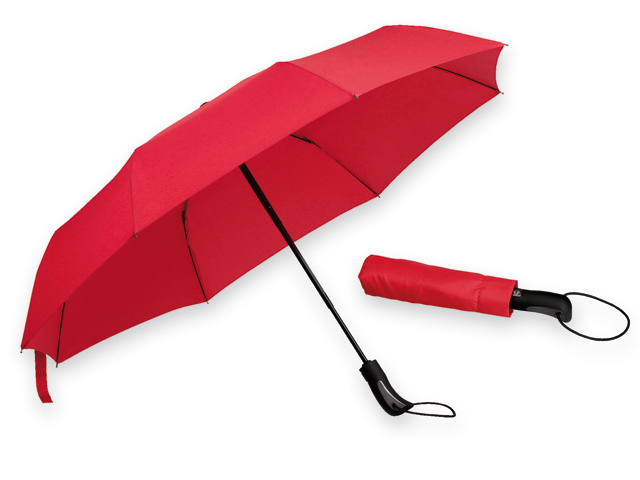CAMPANELA polyesterový skládací deštník, open/close, 8 panelů, Červená