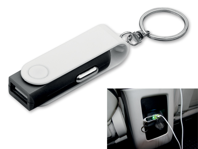 CARTECH plastový přívěsek - USB adaptér do auta, Černá