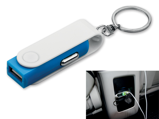 CARTECH plastový přívěsek - USB adaptér do auta, Světle modrá