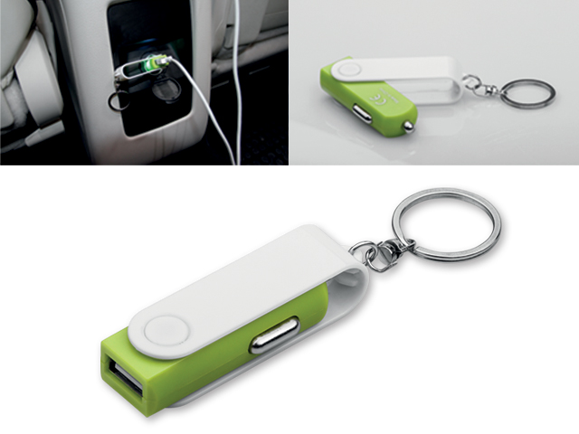 CARTECH plastový přívěsek - USB adaptér do auta, Světle zelená