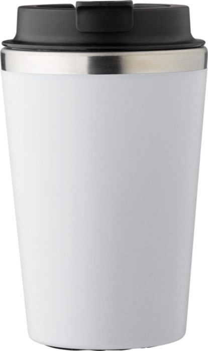 Cestovní termohrnek z nerezové oceli a PP, 350 ml, bílý