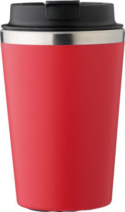 Cestovní termohrnek z nerezové oceli a PP, 350 ml, červený
