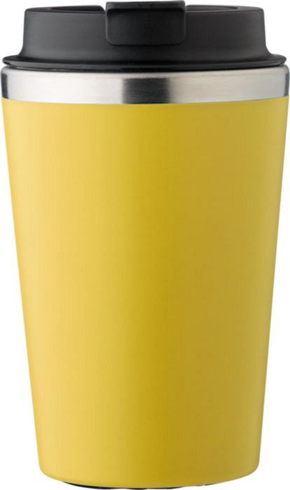 Cestovní termohrnek z nerezové oceli a PP, 350 ml, žlutý