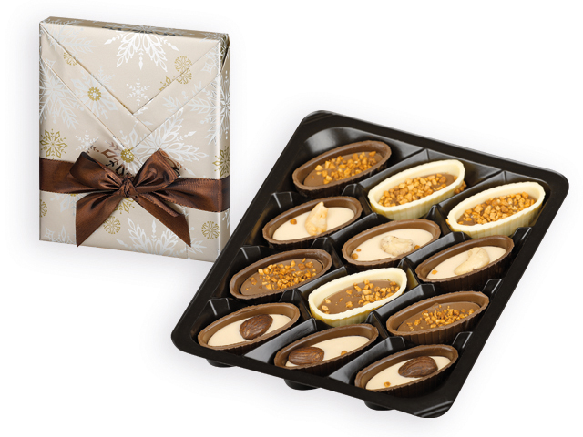 CHRISTMAS BOATS čokoládové lodičky s ořechy v dárkovém balení, 125g, Vícebarevná