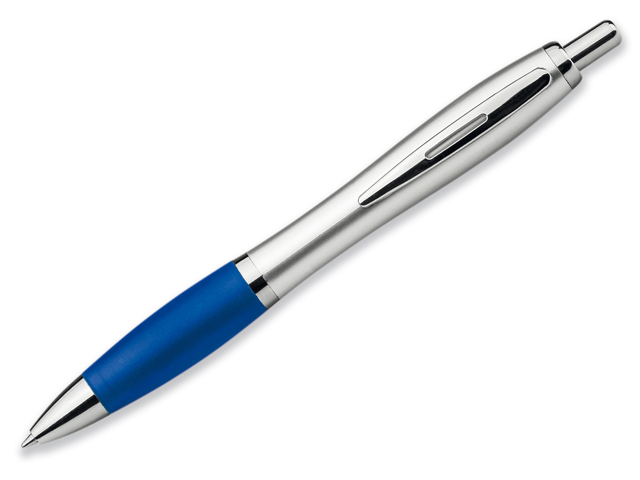 CHUCK SILVER plastové kuličkové pero, modrá náplň, Modrá