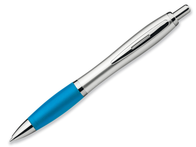 CHUCK SILVER plastové kuličkové pero, modrá náplň, Světle modrá