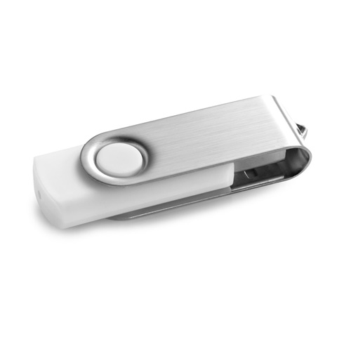 bílá CLAUDIUS 8GB. 8 GB USB flash disk s kovovým klipem, bílá