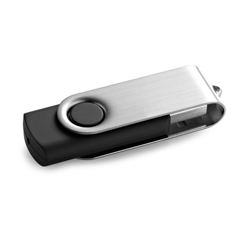 černá CLAUDIUS 8GB. 8 GB USB flash disk s kovovým klipem, černá