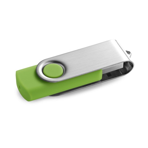 světle zelená CLAUDIUS 8GB. 8 GB USB flash disk s kovovým klipem, světle zelená