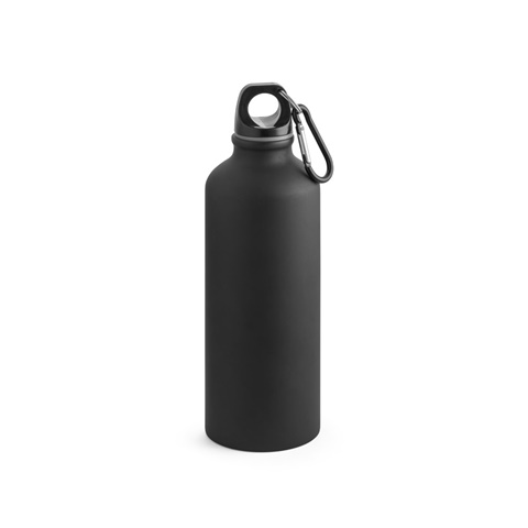 černá COLLINA. Hliníková láhev s karabinou 540 ml, černá