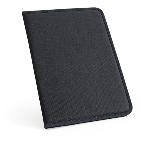 CUSSLER. Složka A4 z materiálu 600D s linkované stránky, černá