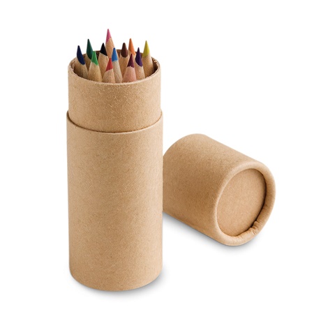 CYLINDER. Sada 12 pastelek v krabičce, přírodní
