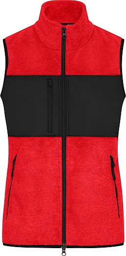 Dámská fleecová vesta James & Nicholson, červená, XS