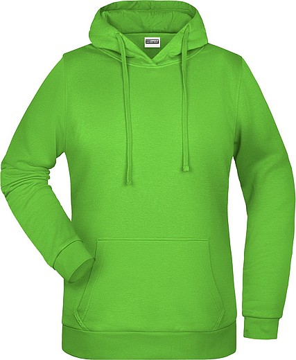 Dámská mikina s kapucí James Nicholson sweat hoodie women, jasně zelená, vel. XS