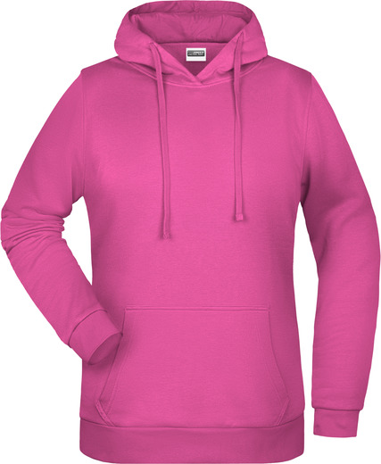 Dámská mikina s kapucí James Nicholson sweat hoodie women, růžová, vel. XS