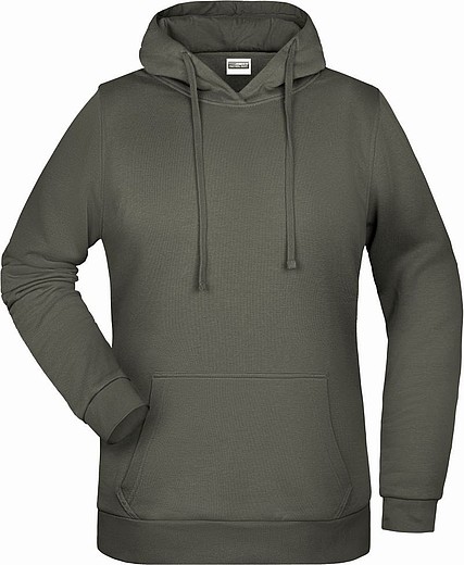 Dámská mikina s kapucí James Nicholson sweat hoodie women, šedá, vel. XS