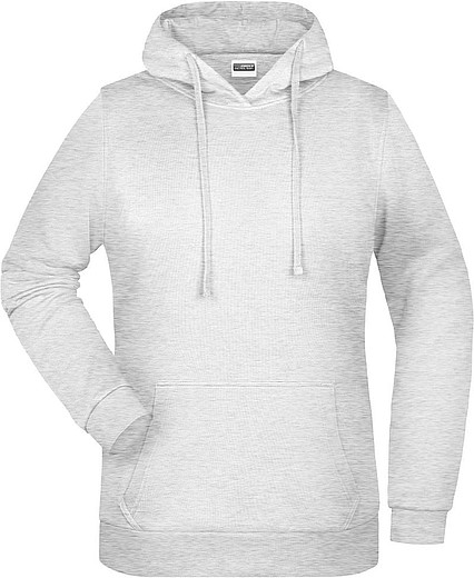 Dámská mikina s kapucí James Nicholson sweat hoodie women, sv. šedý melír, vel. XS